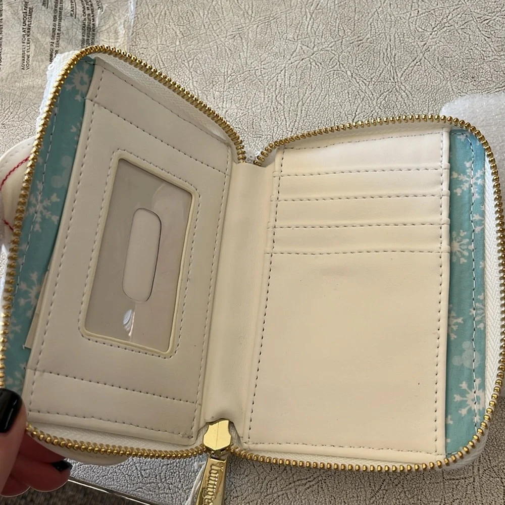 Loungefly Disney sequined snowman Mickey wallet NWT